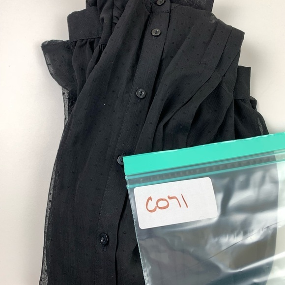 MANDEE Black Sheer Polka Dot Blouse with Back Cut-Out - Picture 7 of 13